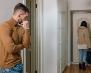 a woman leaving her man