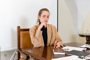 a business lawyer in her office
